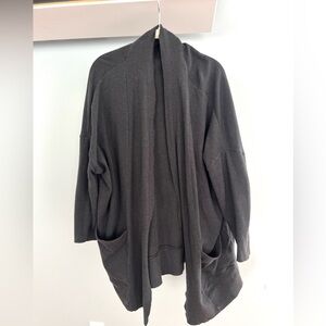 Pact Charcoal Open Front Cotton Cardigan
